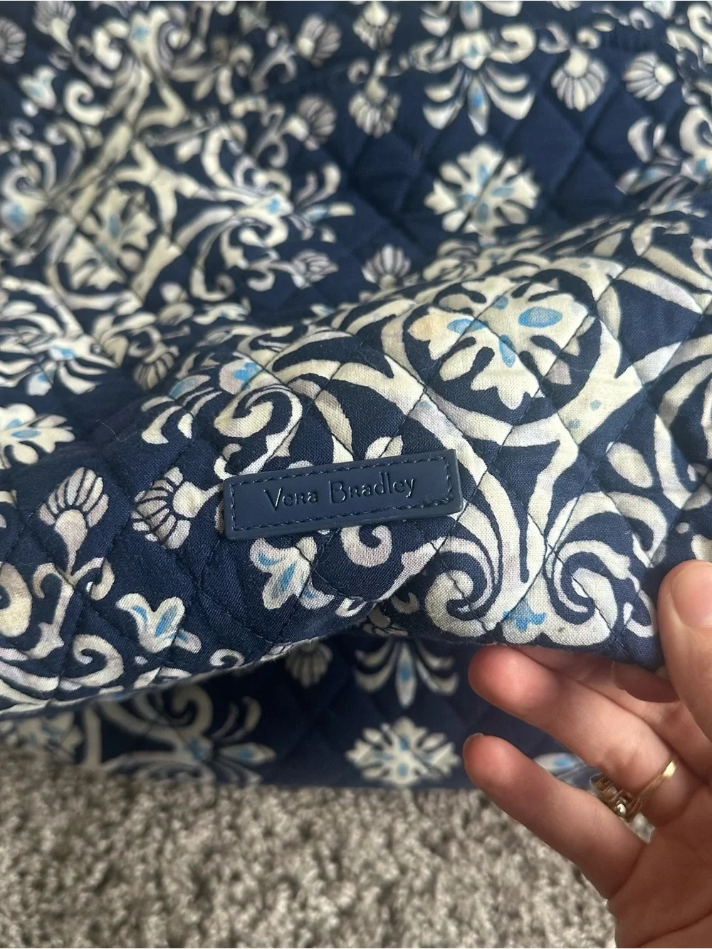 Vera Bradley Navy Floral Quilted Tote